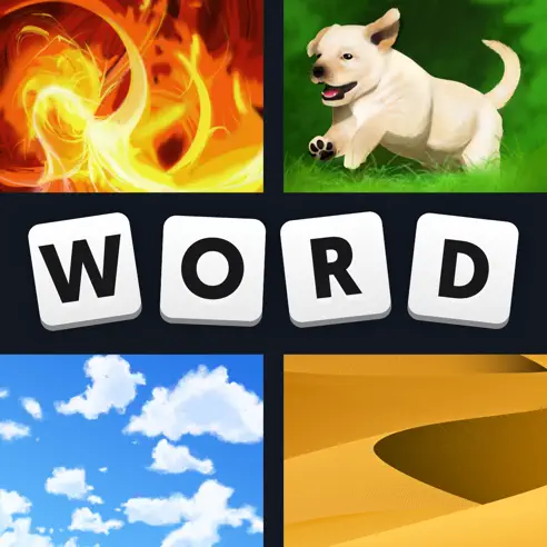 This app is a fun puzzle game that asks you to guess a word based on the pictures you see.