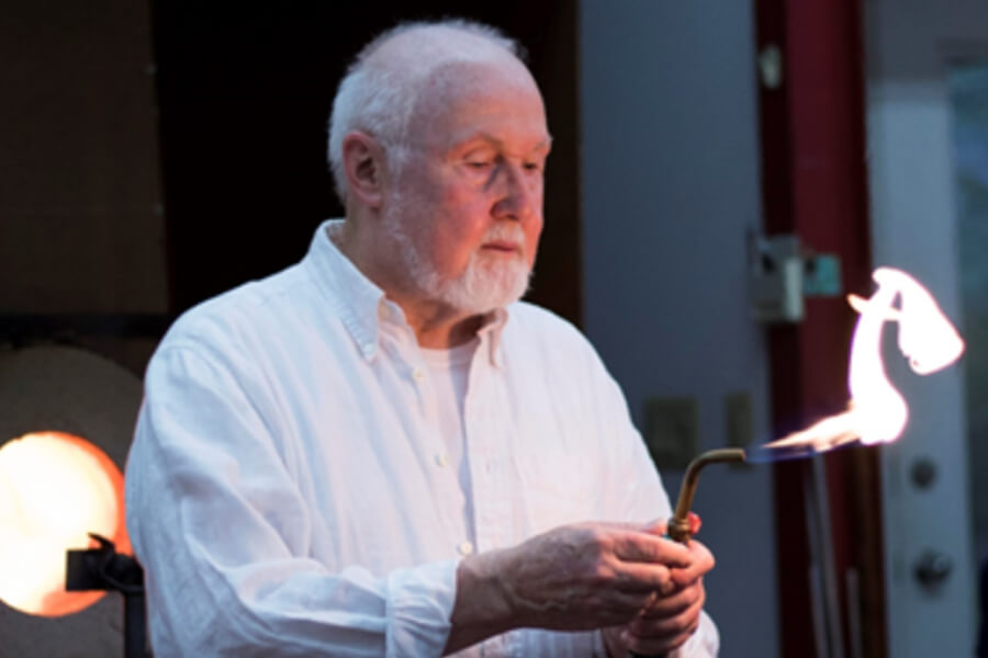 Since experimenting with making a paperweight, this glassblower-turned-artist's work appears in over 60 museums around the world.