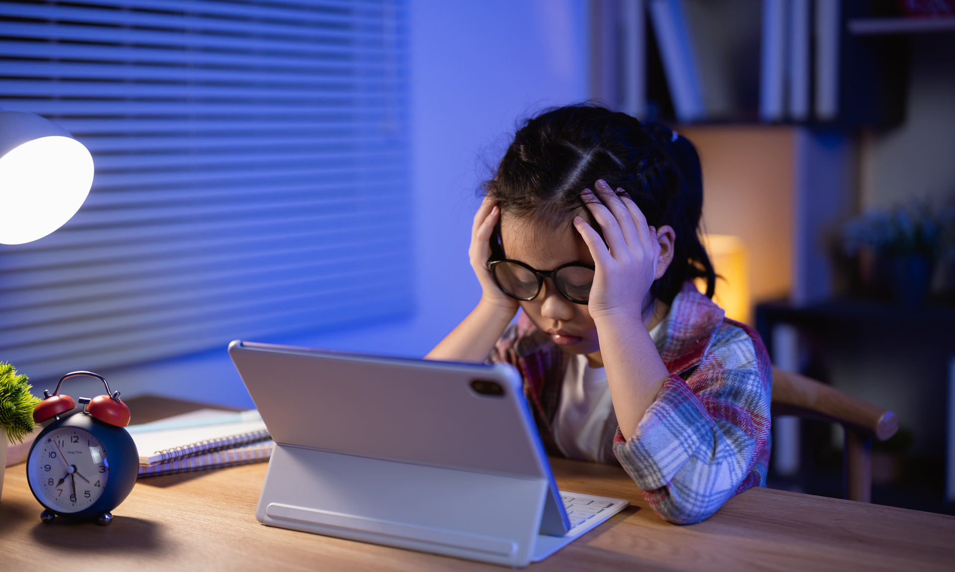 frustrated student struggles to compose an essay